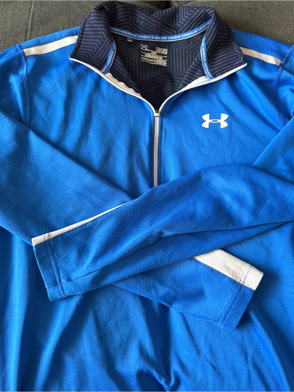 Under Armour Blue Lightweight Quarter-Zip Shirt Jacket with White Accents
